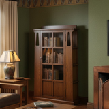 Mission 1 Door Bookcase with Side Shelves - Walnut Stain