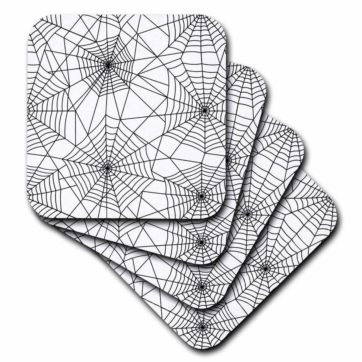 3dRose Janna Salak Designs Halloween - Spiderweb Pattern White and Black - Coasters (CST_328201)