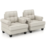 Mid-century Modern Accent Armchair Tufted Linen Club Chair
