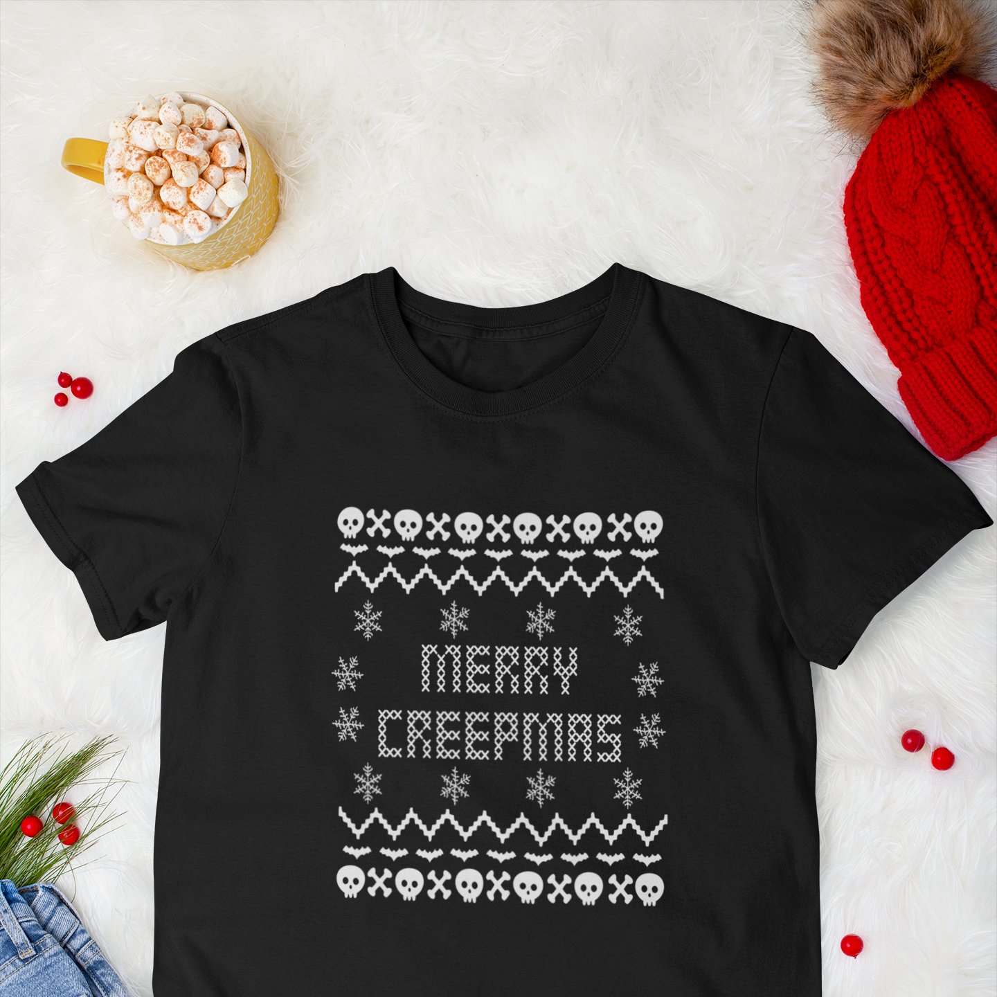 Christmas Merry Creepmas Ugly Sweater Tee - Unisex Shirt