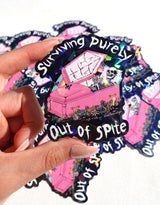 Surviving Purely Out of Spite Sticker – Funny Gothic Glitter Vinyl Sticker